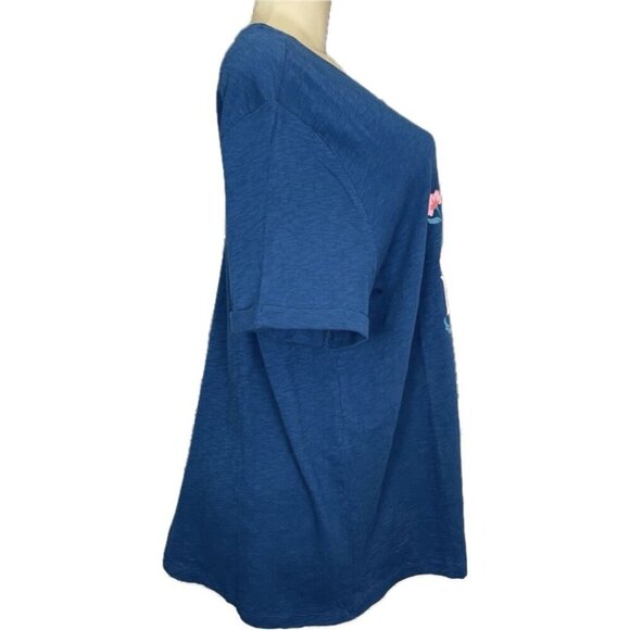 Torrid +3 Blue Floral Live In The Moment Graphic Crew Cotton Short Sleeve Tee - Picture 3 of 6